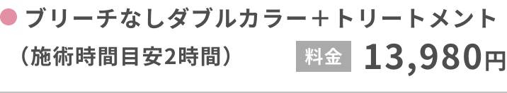 ブリーチなしダブルカラー＋トリートメント（施術時間目安2時間）13,980円